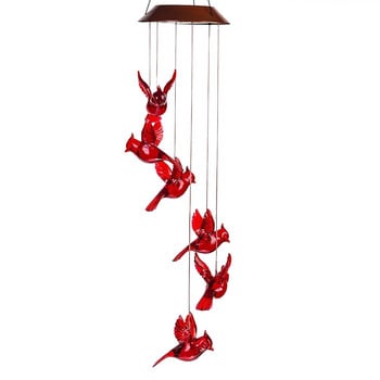 Αδιάβροχο Solar Wind Chimes Red Cardinal Bird Wind Chime Auto-charging Outdoor Chime For Yard Garden Home