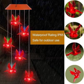 Αδιάβροχο Solar Wind Chimes Red Cardinal Bird Wind Chime Auto-charging Outdoor Chime For Yard Garden Home