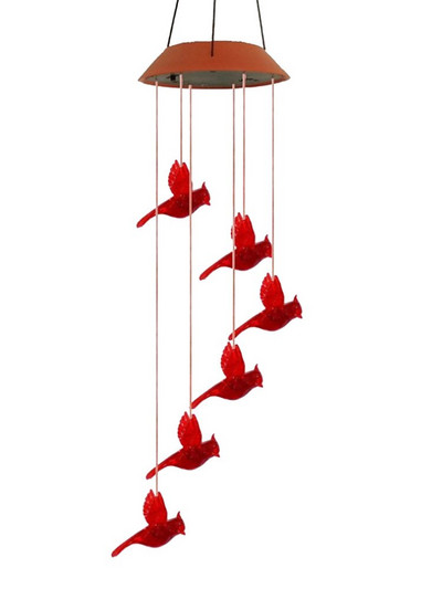 Neperšlampami saulės vėjo varpeliai raudoni kardinolai paukščių vėjo varpeliai, automatiškai įkraunami lauko varpeliai, skirti kiemo sodo namams