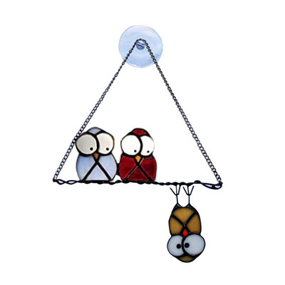 Decor pentru casă, fereastră din sticlă, agățată, ornament unic de bufniță, lanț de artizanat, agățat pentru balcon, grădină, decorare în aer liber