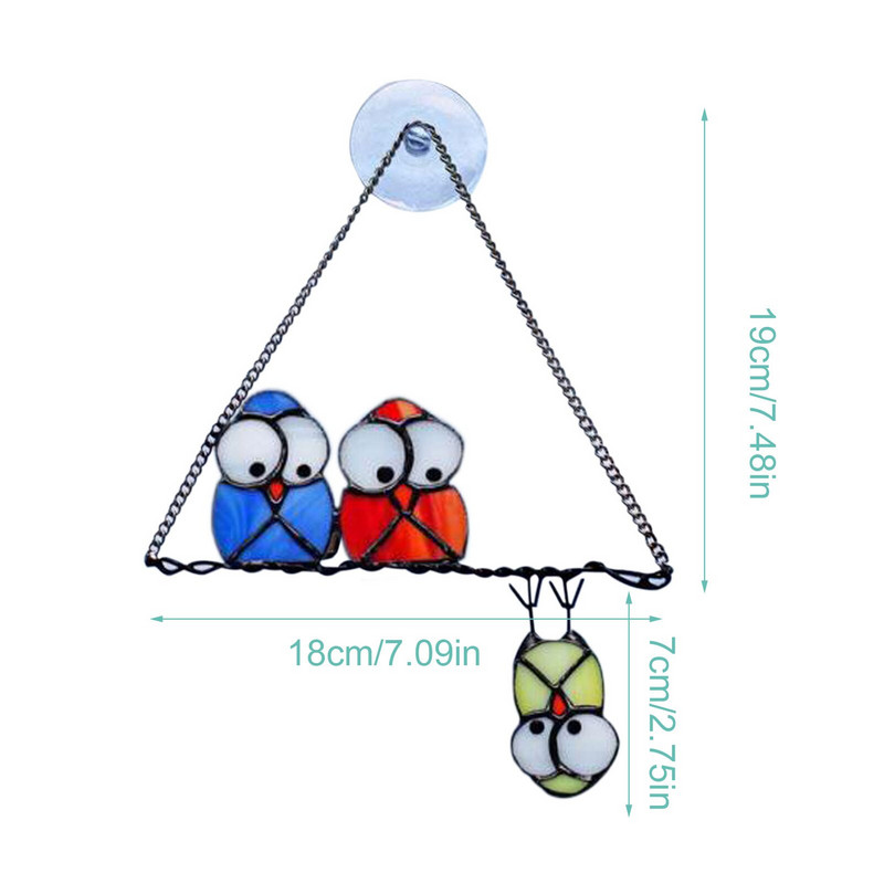 Decor pentru casă, fereastră din sticlă, agățată, ornament unic de bufniță, lanț de artizanat, agățat pentru balcon, grădină, decorare în aer liber
