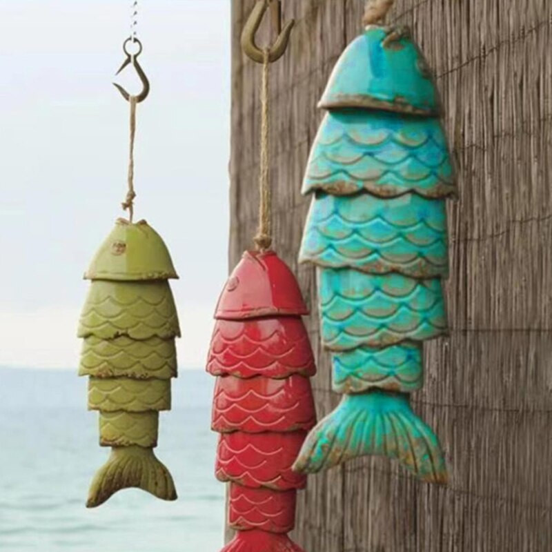Värviline Koi Fish Tuulekell Metallist tuulekella rippuv ornament ranniku tuulekell