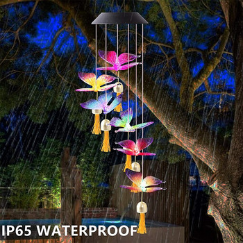 Wind Chime Lamp Solar Bird Butterfly Dragonfly LED IP65 Κήπος που αλλάζει χρώμα, αδιάβροχο διακοσμητικό Wind Light Home Outdoor