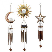 Solar Wind Chimes Noćno svjetlo Puknuti mjesec Staklena kugla Zvijezde Vanjski Wind Chimes Tamna boja Memorial Decoracion Jardin Exterior