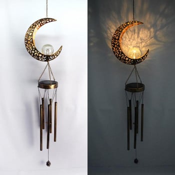 Solar Wind Chimes Night Light Σπασμένο φεγγάρι Γυάλινη μπάλα Αστέρια εξωτερικού χώρου Wind Chimes Σκούρο χρώμα Memorial Decoracion Jardin Εξωτερικό