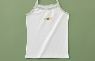 Pamučna majica s aplikacijama za djevojčice s tankim naramenicama