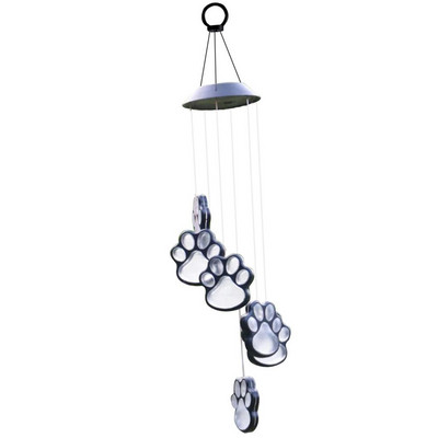 Letenų atspaudai Saulės vėjo varpelis LED saulės letenų atspaudų lemputės Kabantys pakabukas Sodo lauko dekoravimas Dovanos draugams Šeimoms Dalis