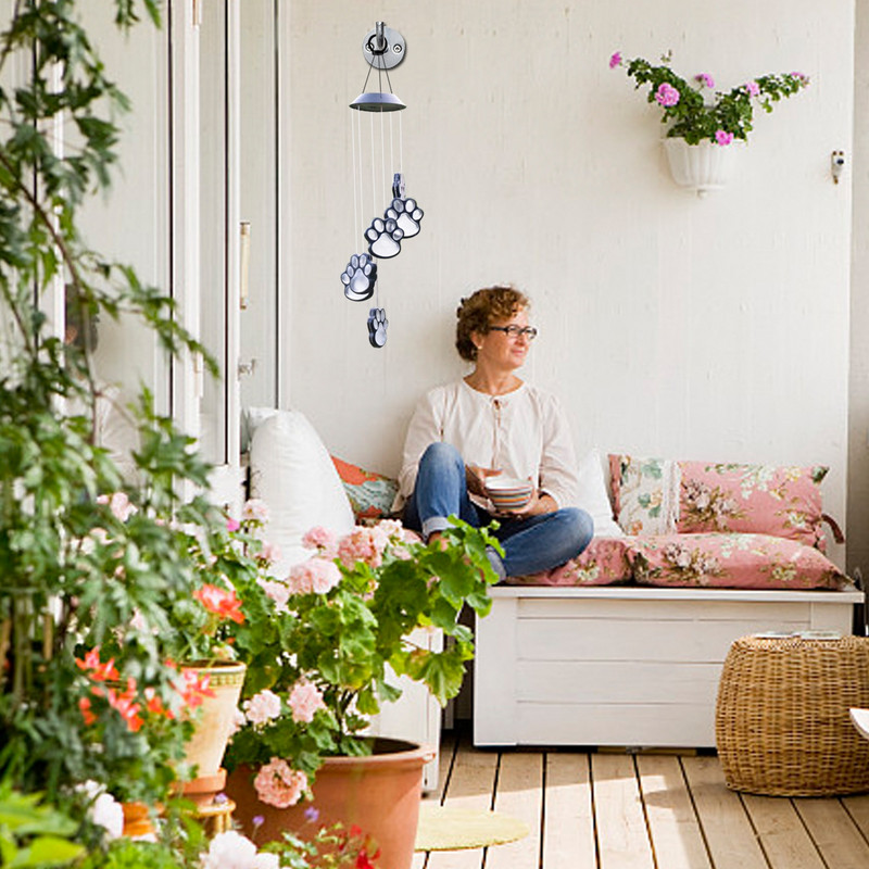 Letenų atspaudai Saulės vėjo varpelis LED saulės letenų atspaudų lemputės Kabantys pakabukas Sodo lauko dekoravimas Dovanos draugams Šeimoms Dalis