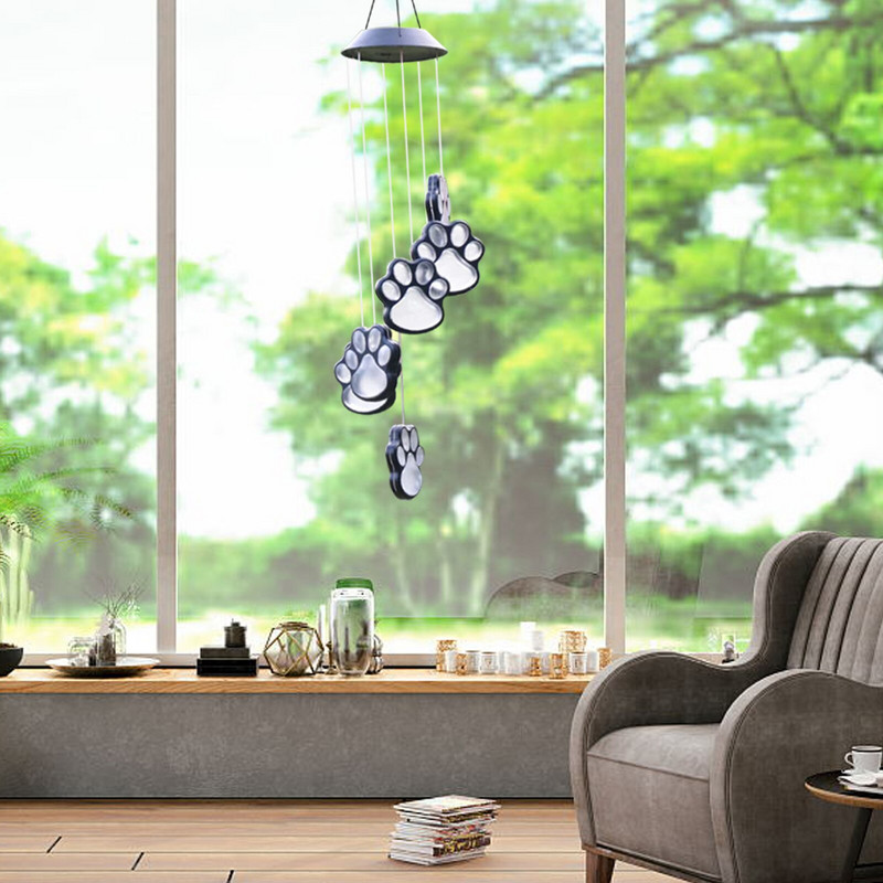 Šunų letenų atspaudai saulės vėjo varpeliai šunų letenų atspaudų spalva keičiasi vėjo varpelių sodo puošmena lauko kiemo terasai verandoje