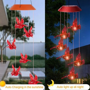 Red Bird Wind Chime - Solar Wind Chimes - Changing Color Wind Chimes - Αυτόματη φόρτιση Αδιάβροχο Ανεμοδήγημα για εσωτερικούς χώρους και εξωτερικούς χώρους