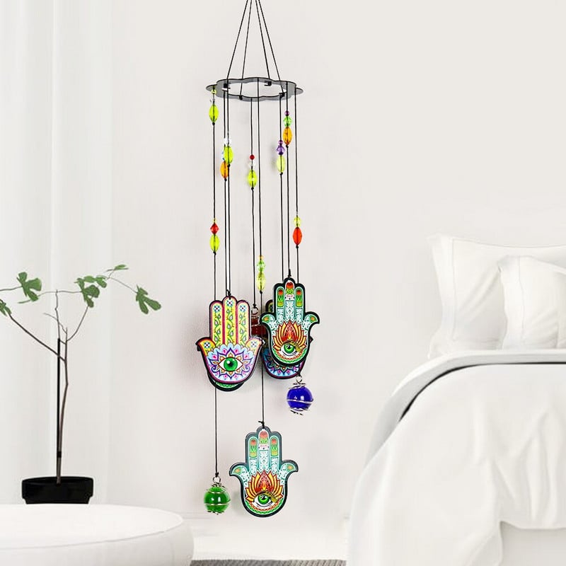 Fatima Palma Demonsko oko Budizam Lotus Ganesha Ganapati Tajanstvena geometrija Vjetar zvona Kristalna kugla Amulet Lucky DIY vrtni dekor