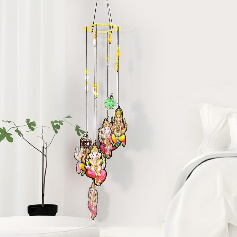 Fatima Palma Demonsko oko Budizam Lotus Ganesha Ganapati Tajanstvena geometrija Vjetar zvona Kristalna kugla Amulet Lucky DIY vrtni dekor