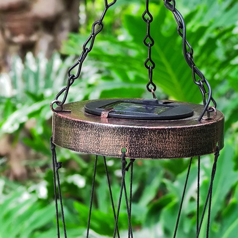 Flacără de fier artă clopoțel eolian solar din sticlă de culoare topită la cald clopoțel eolian tub din aluminiu Pandantiv în aer liber