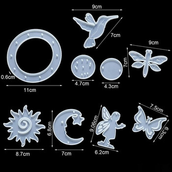 Epoxy Diy Mold Sun Moon Star Χειροποίητο Butterfly Wind Chime Υλικό Πακέτο Πακέτο Συνδυασμός καλουπιών σιλικόνης