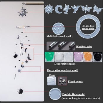 Epoxy Diy Mold Sun Moon Star Χειροποίητο Butterfly Wind Chime Υλικό Πακέτο Πακέτο Συνδυασμός καλουπιών σιλικόνης