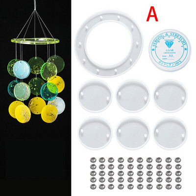 Epoksidiniai „pasidaryk pats“ formos „Sun Moon Star“ rankų darbo drugelio vėjo varpelio medžiagos pakuotės pakuotės silikono formos derinys