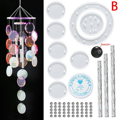 Epoksidiniai „pasidaryk pats“ formos „Sun Moon Star“ rankų darbo drugelio vėjo varpelio medžiagos pakuotės pakuotės silikono formos derinys