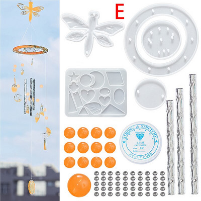 Epoksidiniai „pasidaryk pats“ formos „Sun Moon Star“ rankų darbo drugelio vėjo varpelio medžiagos pakuotės pakuotės silikono formos derinys