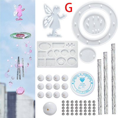 Epoksidiniai „pasidaryk pats“ formos „Sun Moon Star“ rankų darbo drugelio vėjo varpelio medžiagos pakuotės pakuotės silikono formos derinys