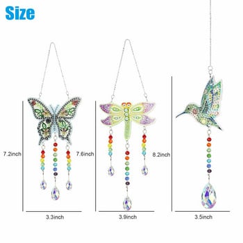 Κρεμαστό κρεμαστό Suncatcher DIY Diamond Painting Wind Chime για διακόσμηση κήπου σπιτιού