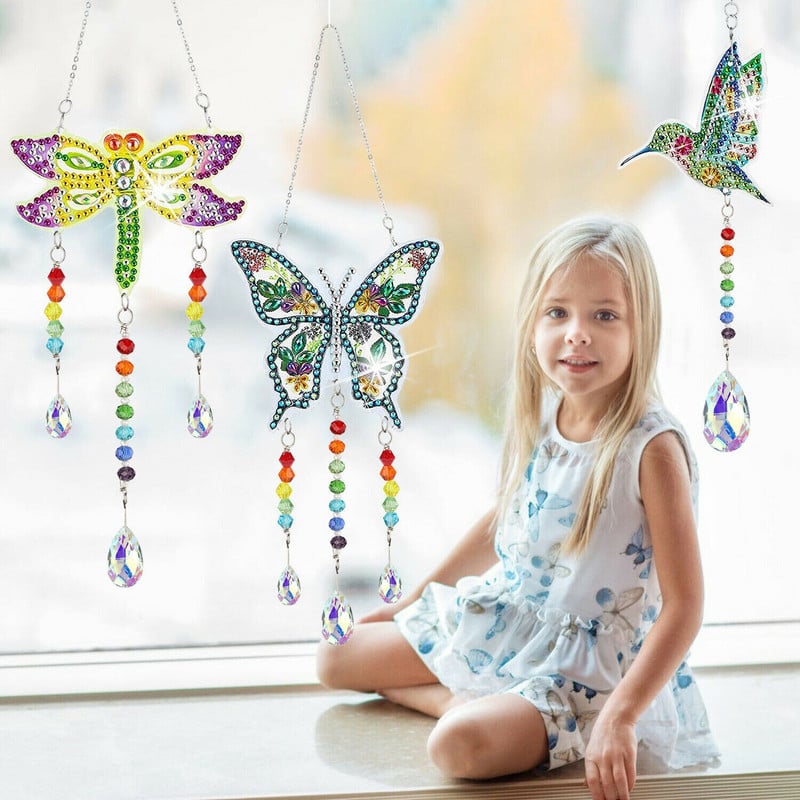 Viseći privjesak Suncatcher DIY dijamantna slika Wind Chime za uređenje kućnog vrta