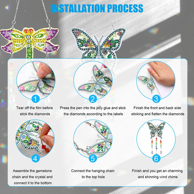 Viseći privjesak Suncatcher DIY dijamantna slika Wind Chime za uređenje kućnog vrta