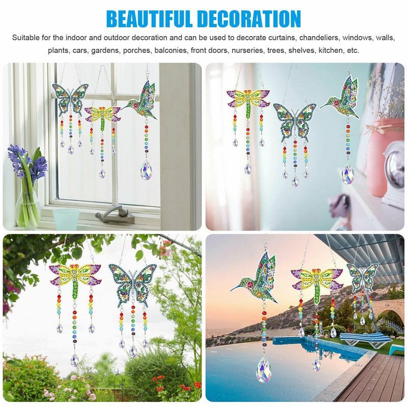 Viseći privjesak Suncatcher DIY dijamantna slika Wind Chime za uređenje kućnog vrta