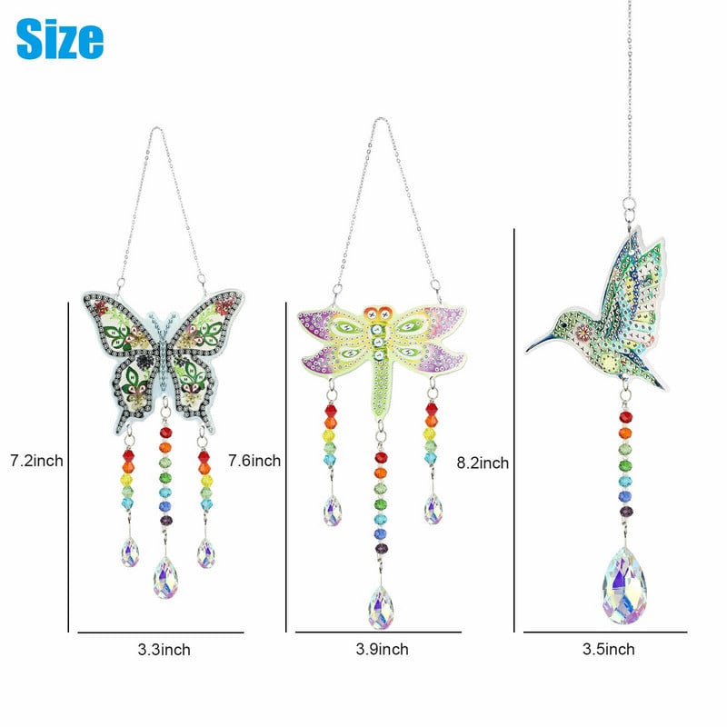 Viseći privjesak Suncatcher DIY dijamantna slika Wind Chime za uređenje kućnog vrta