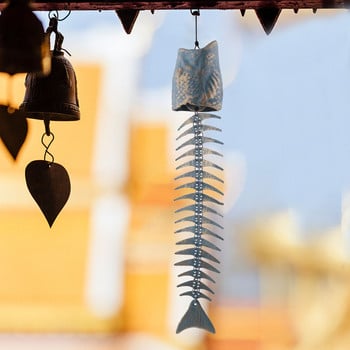 Fish Wind Chime Fish Metal Skeleton Windchime Χυτοσίδηρος Wind Chimes Bronze Metal Χυτοσίδηρος Wind Chimes Outdoors Outside Garden