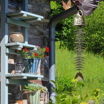 Fish Wind Chime Fish Metal Skeleton Windchime Χυτοσίδηρος Wind Chimes Bronze Metal Χυτοσίδηρος Wind Chimes Outdoors Outside Garden