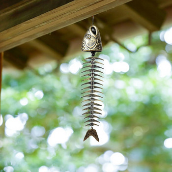 Fish Wind Chime Fish Metal Skeleton Windchime Χυτοσίδηρος Wind Chimes Bronze Metal Χυτοσίδηρος Wind Chimes Outdoors Outside Garden