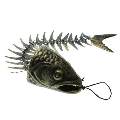 Halak szélcsengő Fish fém csontváz Szélcsengő öntöttvas szélcsengő bronz fém öntöttvas szélcsengő a szabadban a kertben