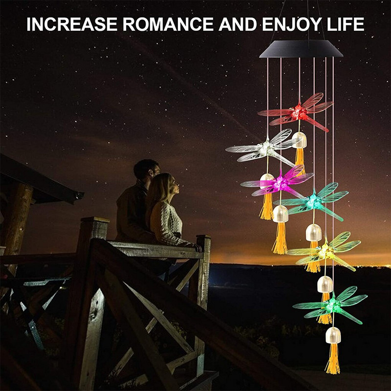 Szélcsengő lámpa Solar Bird Butterfly Szitakötő LED IP65 Kerti Színváltó Vízálló Dekoratív Szél Light Otthon Kültéri