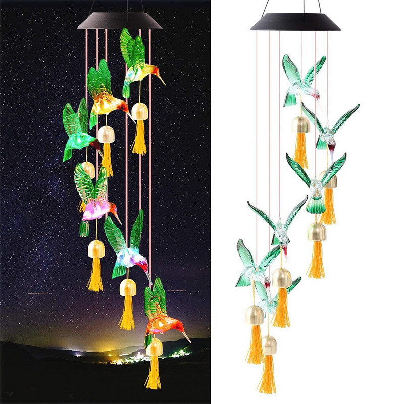 Szélcsengő lámpa Solar Bird Butterfly Szitakötő LED IP65 Kerti Színváltó Vízálló Dekoratív Szél Light Otthon Kültéri