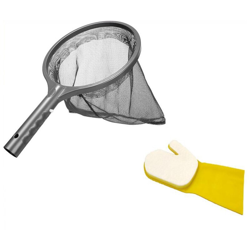 Комплект за почистване на басейн, комплект за поддръжка на езерце Аксесоари за плувен басейн с мрежа за скимер на листа и ръкавица за плувен басейн