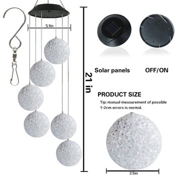 Solar Wind Chimes LED Χριστουγεννιάτικη Μπάλα Διακοσμητικά Φωτάκια Διακοσμήσεις Εσωτερικών Χώρων Κρεμαστό ντεκόρ σπιτιού για πάρτι