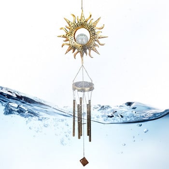 Wind Chime Light με ραγισμένη μπάλα αδιάβροχο μεταλλικό κρεμαστό ντεκόρ κουδουνιού Ηλιακός άνεμος κουδουνίστρα Εξωτερική διακόσμηση κήπου