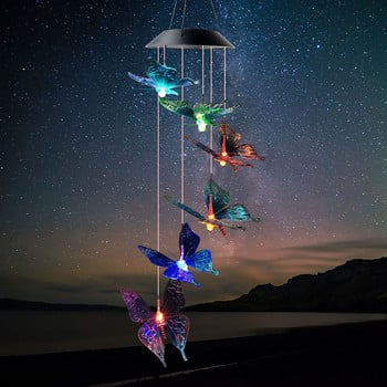 Wind Chime Ηλιακά φώτα Chimes Πεταλούδα Wind Chimes Led διακόσμηση εξωτερικού χώρου Διακοσμήσεις αυλής Ηλιακό φως Κινητό Μνημείο Wind Chimes