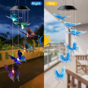 Wind Chime Ηλιακά φώτα Chimes Πεταλούδα Wind Chimes Led διακόσμηση εξωτερικού χώρου Διακοσμήσεις αυλής Ηλιακό φως Κινητό Μνημείο Wind Chimes