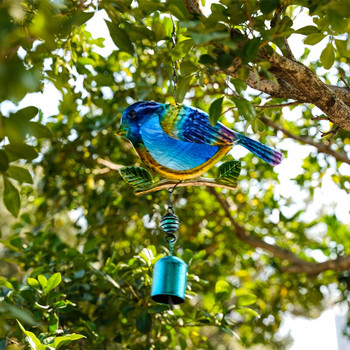 Μπλε κόκκινο σιδερένιο γυαλί Bird Garden Wind Chime Hand Craft Glazed Metal Art Dream Παράθυρο σπιτιού Εσωτερικός εξωτερικός χώρος κρεμαστό στολίδι