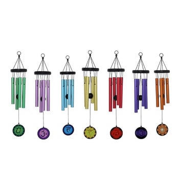 H7JB Wind Chimes Εξωτερικοί σωλήνες αλουμινίου Chakra Energy Healing Memorial Wind Chimes for Garden Patio Outdoor