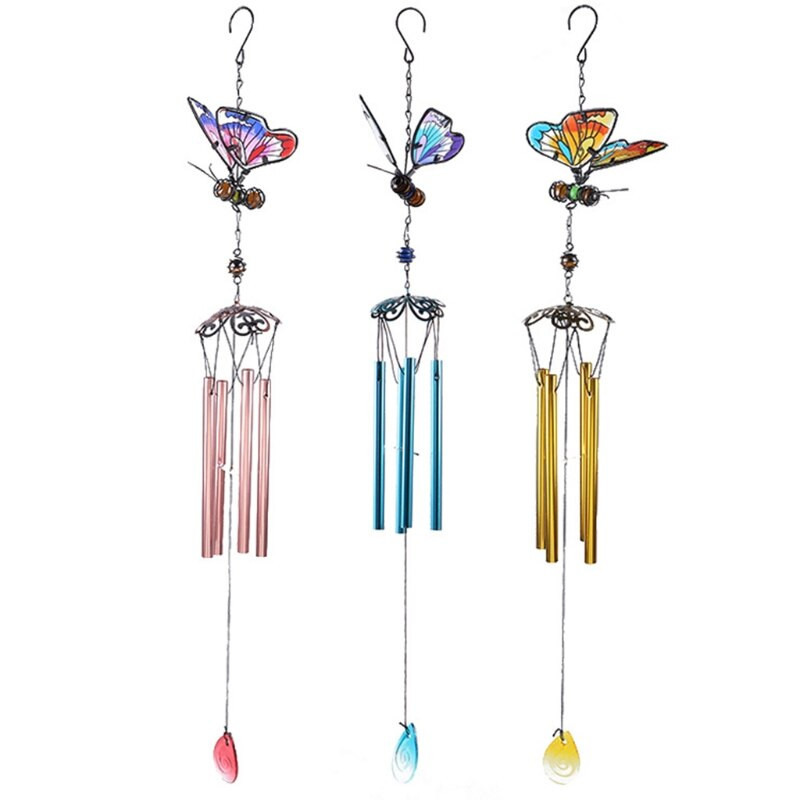 Vidiniai lauko metaliniai vėjo varpeliai 3D drugeliais dažyti papuošalai memorialinis vėjo varpelis namų kiemui prieangyje sodo kieme