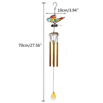 Вътрешни външни метални вятърни камбанки 3D орнаменти, рисувани с пеперуди Мемориален вятърен звънец за домашен вътрешен двор Веранда Градина Двор Декор