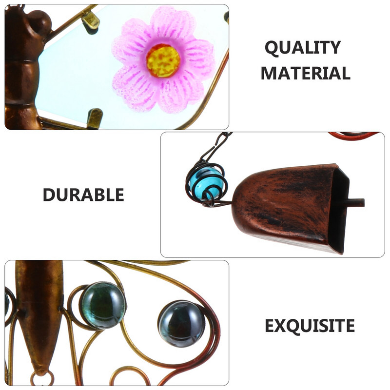 Clopoțel de vânt Metal Sticlă Fier forjat Clopoței Chime Artizanat Artizanat Clopoței de vânt Pendan Grădină În aer liber pictată