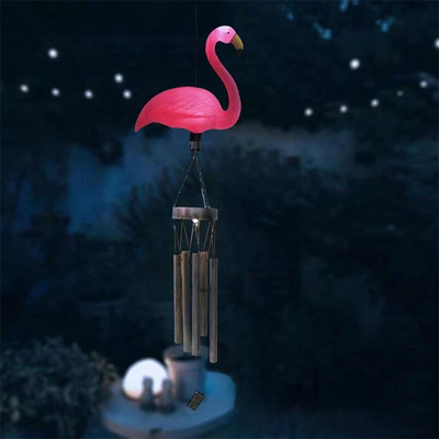 Dārza piekaramie saules vēja zvani flamingo metāla dzelzs kulons āra pagalms dārza balkons dekoratīvās gaismas skata ornamenti
