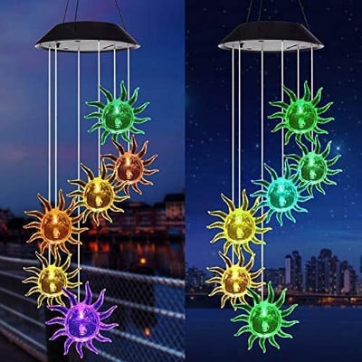 Vanjski solarni zvončići vjetra Led svjetla Hummingbird Dekoracije vrtne terase 2022. Balkon Šareni ljuljajući ukras zvončića vjetra