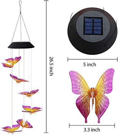 Vanjski solarni zvončići vjetra Led svjetla Hummingbird Dekoracije vrtne terase 2022. Balkon Šareni ljuljajući ukras zvončića vjetra