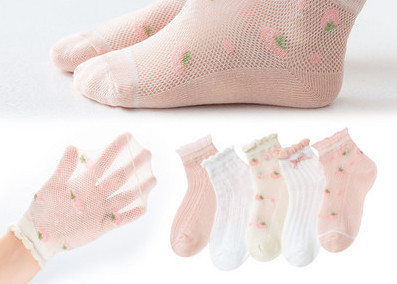 Vaikiškos nėriniuotos kojinės mergaitėms