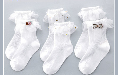 Vaikiškos nėriniuotos kojinės mergaitėms