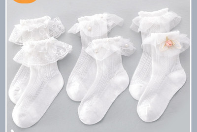 Vaikiškos nėriniuotos kojinės mergaitėms